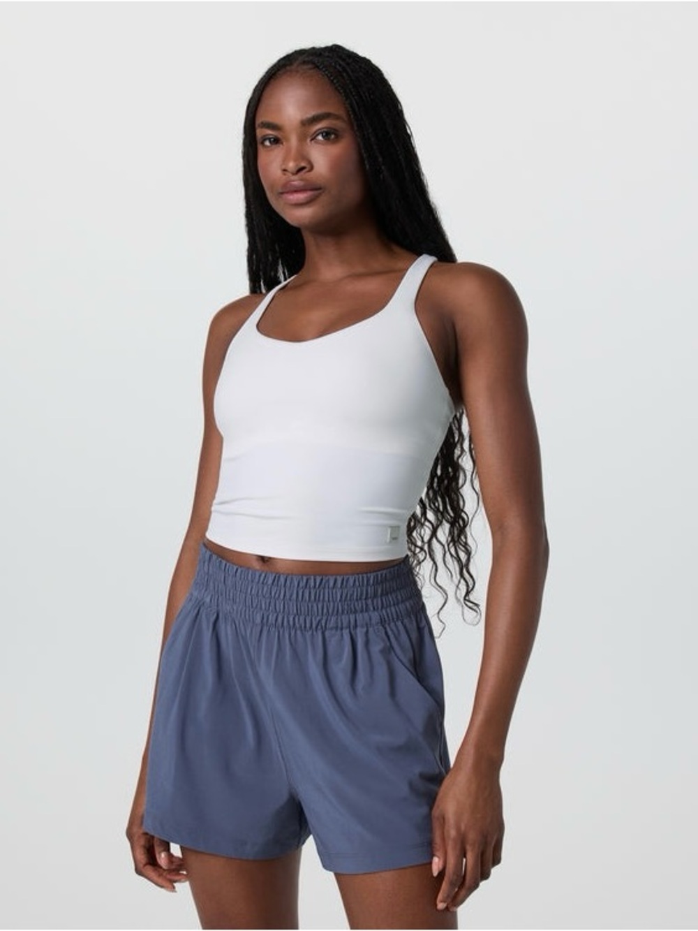 Vuori White Dynamic High Impact Cropped Sports Bra Tank Top